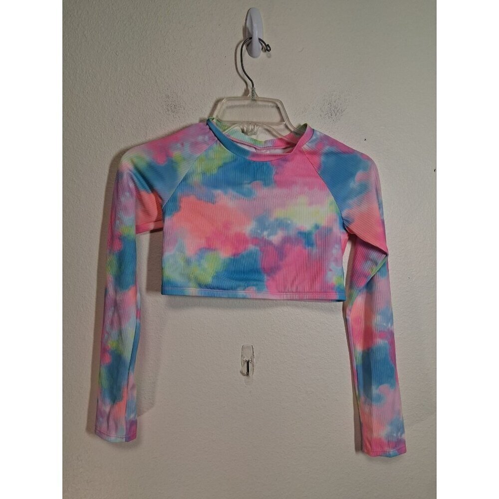 NWT Cat & Jack Swim Rash Guard Long Sleeve Summer Colorful Girls Size XL (14)